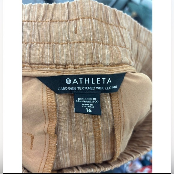 NWOT Athleta Cabo Linen Wide Leg Pants Brown Orange 16 - Picture 6 of 7